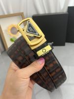 1:1  Montblanc Black Leather Belt with Gold Logo Buckle Unique Inlay Design Buckle 3.5cm